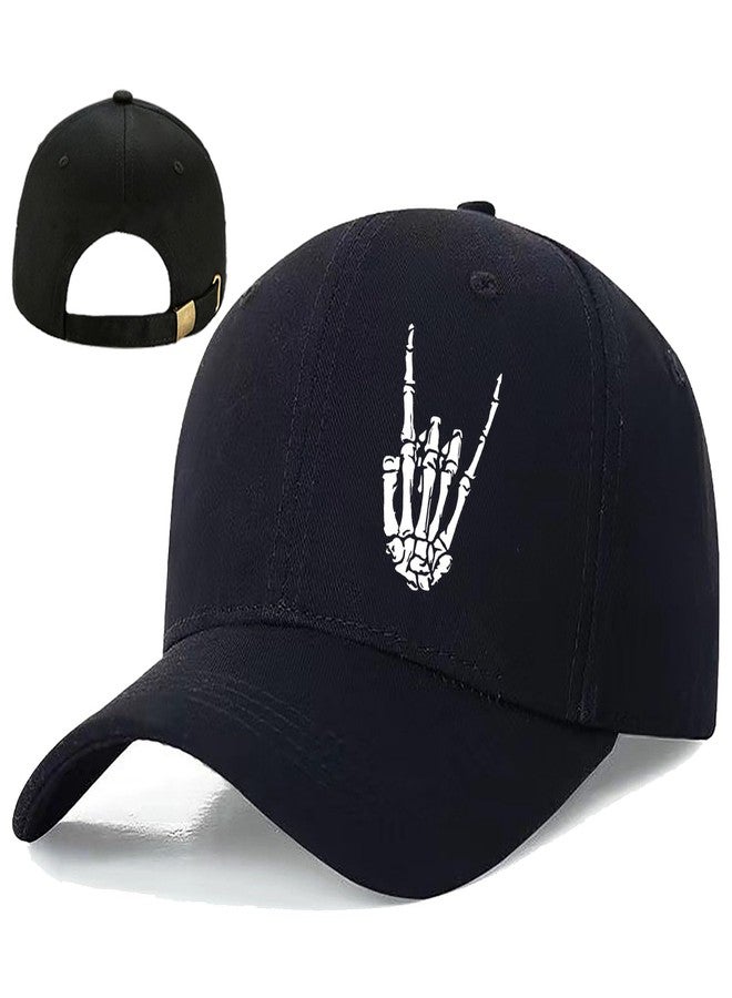 viofre Mens Hats Black Baseball Cap for Men Skull Snapback Hats for Men Fitted Fishing Snap Back Baseball Hat Mens Trucker Cap for Women Flat Bill Brim caps Gifts Hiphop Golf Accessories - Image 1